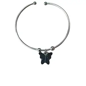 Silver Bracelet with Black Butterfly Charm – Simple and Elegant Jewelry