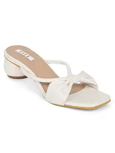 Elle Women's Heels Sandal, White, 4