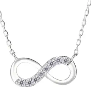 925 Sterling Silver AD Infinity Eternity Endless Love Symbol White Gold Color Rhodium Pendant