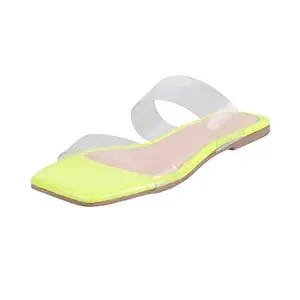 Mochi Women Yellow Upper Transparent Slip-on Sandal UK/5 EU/38 (41-4189)