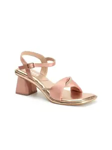 ELLE Women's Backstrap Heel Sandals Colour-Rose Gold, Size-UK 4