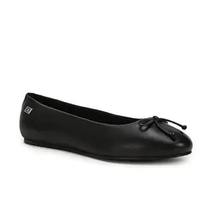 Tommy Hilfiger Leather Solid Black Women Flat Ballerinas (F23HWFW039) Size- 38