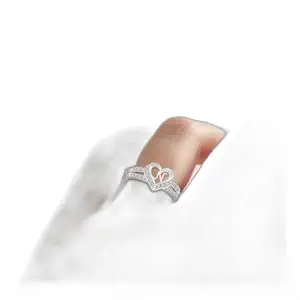 Lila Valentine Ring Heart Alphabet 'N' Promise Propose Engagement Wedding Anniversary Brass, Stainless Steel, Copper, Alloy Cubic Zirconia Ring (BZR_HC352-Silver(N) AlphabetHrtRng(M:01))