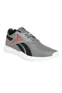 REEBOK Men Synthetic/Textile Wonder Run M Running Shoes Flat Grey/Vector RED/Black UK-6