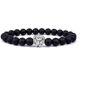 ASTROGHAR Lion Head Lucky Charm Black Crystal Bracelet For men And Women