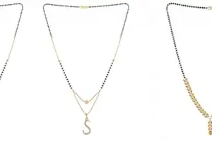 Gold Plated Traditional Black Bead Single Line American Diamond Pendant Jewellary set for Women(Combo) Pack of 3MCN-11-1-4-/