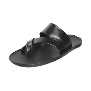 Metro Mens Leather Black Slippers (Size (6 UK (40 EU))