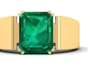 9STARS GALLERY 7 Ratti Panna Stone 6.5 Carat Emerald Stone Gold Ring Emerald Cut Pure Green Emerald Stone Original Certified Ring Gold Sone पन्ना रत्न रिंग Rashi Ratan Panna Stone Gold Ring