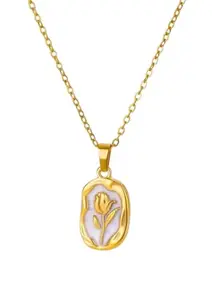Anti Tarnish Elegant Gold-Plated Vintage Tulip Pendant Necklace, Celebrity Style Chain Pendant Necklace for Girls and Women, Suitable for all occasions