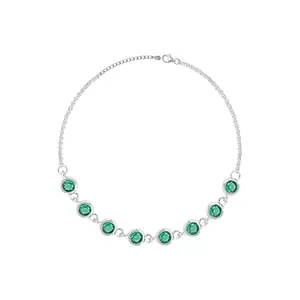 TOUCH925 Green Stone Charm Anklet | Waterproof & Anti-Tarnish | Pure Silver Jewellery for Women | Anklet for Women | Gift for Women & Girls