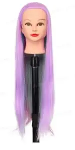 El Cabell Hair Dummy Cutting Dummy Practice Dummy For Hair Styling Multicolored Hair Dummy with Clamp Stand (Purple Multicoored Hair)