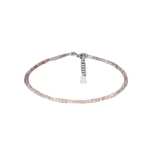 Gems_Hub Silver Plated Bracelet with Orange Faceted Sunstone Beads – Round 2mm – For Men & Women|FIZA_LINK_06284
