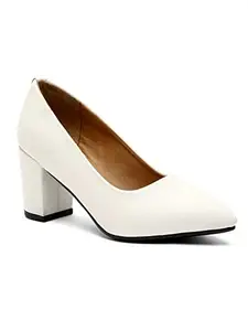 Bruno Manetti Women's White Slipon Pointed Toe Back Close Comfort Heels