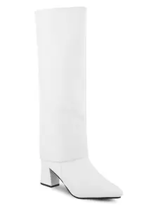Shuz Touch Womens White Knee High Slouch Boots