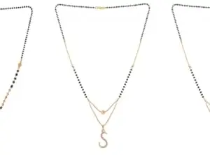 Gold Plated Traditional Black Bead Single Line American Diamond Pendant Mangalsutra for Women(Combo) Pack of 3 MS-26-1-45