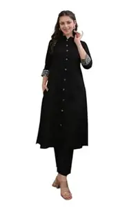 LeWear Women's Stitched Rayon Embroidered Kurti Pant Set, Soft & Comfortable, Straight Fit, for Office, Casual & Festive Occasions