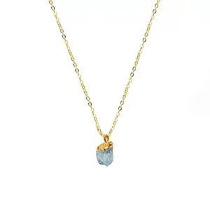El Joyero Raw Aquamarine Gemstone Necklace | Gold Electroplated Charm Pendant Jewelry | Handmade Necklace For Women | 2107 1