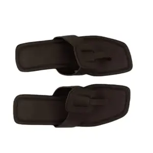 Elanberg Womens Faux Leather Open Toe Thong Flats Fashion Sandals (Black, 4UK)