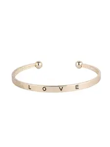 Adwitiya Collection Women Gold Plated Love Printed Openable Bracelet