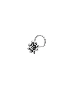 NEMICHAND JEWELS s925 sterling Silver Trendy Antique oxidized nose pin for womens