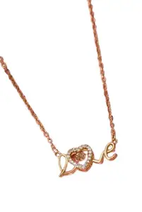 V FASHION JEWELLERY LOVE CHAIN Excellent Micro Rose Gold-Plated love Pendant Necklace to Gift Women & Girls