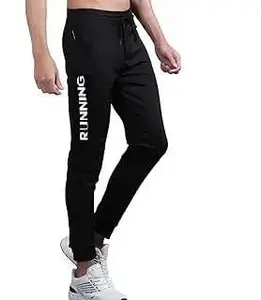 Mens Solid Track Pant| Mens Sports wear Strechable Running Joggers for Men|Regular fit Track Pant (Running Black) 28 Size