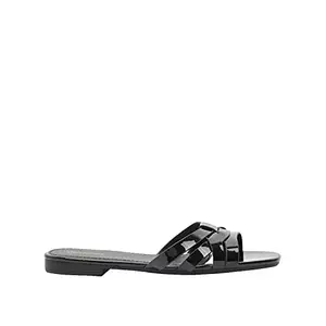 shoexpress Women's Strappy Slide Sandals with Block Heels, Black, 5