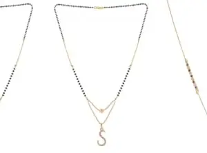 Gold Plated Traditional Black Bead Single Line American Diamond Pendant Jewellary set for Women(Combo) Pack of 3 MSCNC-54-1-28-