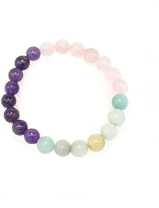 ASTROGHAR Natural Rose Quartz & Amazonite Amethyst Crystals Bracelet For Men And Women Reiki Healing