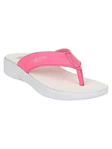 Carlton London Women's Sandal, Pink-White, 4