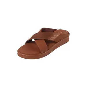 Metro Women's Brown Crisscross Straps Slides Sandals UK/6 EU/39 (41-417)