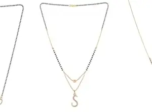 Gold Plated Traditional Black Bead Single Line American Diamond Pendant Jewellary set for Women(Combo) Pack of 3MCN-21-1-38-/