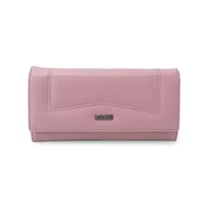Mochi Women Pink Faux Leather Magnet Flap Casual Wallet(95-166)