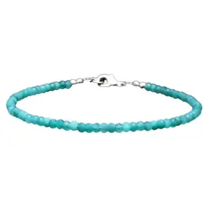 RRJEWELZ Amazonite Bracelet for Men & Women – 2-2.5mm Round Faceted Blue Beads – 7 inch with Silver Plated Clasp – Healing, Fashion, Gift, Spiritual, Yoga|LCBR_RR_00126