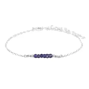 LKBEADS Silver Plated Bracelet with Blue Faceted Iolite Beads – Rondelle 3mm – 7 inch Adjustable – For Men & Women|LK_STACK_03862