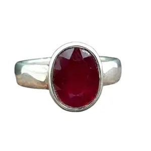 Gemstone Gallery Ruby Chandi Ring 7.25 Ratti Original Certified Manik Stone Ring Chuni Stone Ring Manik Ratan Ring Yaqoot Stone Ring Manikya Ring Singh Rashi Ring For Men & Women Manik Anguthi