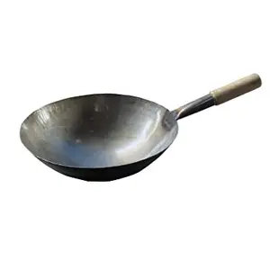 Mild Steel MS Chinese Wok, for Home, Hotel (Size 14.5inch) 1.3KG price in India.