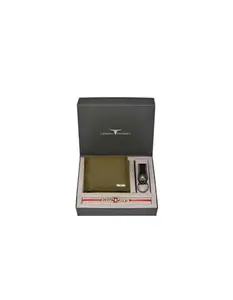 URBAN FOREST Rakhi Gift Hamper for Brother - Classic Olive Green Leather Wallet, Keychain & Rakhi Combo Gift Box - 4769