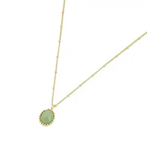 Accessorize London Women 14k Real Gold Plated Aventurine Healing Pendant Necklace