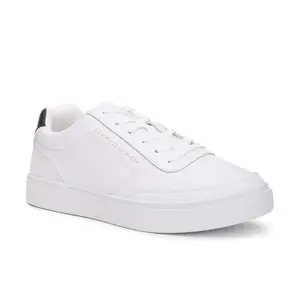 Tommy Hilfiger Leather Solid White Women Flat Sneakers (F23HWFW053) Size- 37