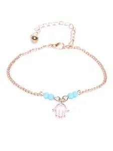 OOMPH Jewellery Gold Tone Turquoise Beads Bohemian Minimal Fashion Anklet For Women & Girls Stylish Latest (ASN13_Z3)- For Women & Girls Stylish Latest