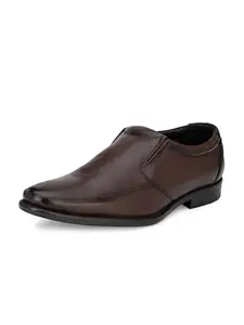 Eego Italy Men's Light Weight Genuine Leather Slip On Formal Shoes - Chain_1_Brown_7