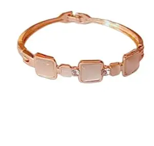 D-All IN ONE-Elegant Square Crystal Bracelet, Rose Gold Plated, Blue Enamel Detail, Fashion Jewellery
