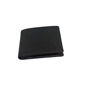 madras Trimmings Inc Leather Men’s Wallet with Extra Card Slot & Contrast Stitch (Black)
