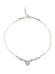 Aadita Elegant Women's Brass Pearl Adjustable, Lightweight Casual and Formal Wear 1 Anklet (AK5220_Black)