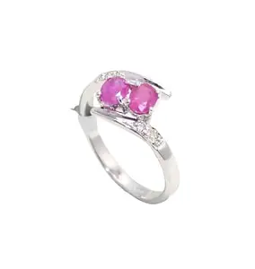 Rajasthan Gems Ring 925 Sterling Silver Natural Ruby Manik Gem Stone Diamonds Diamond Women Handmade Gift H419