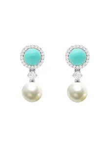 MINUTIAE White Pearl Silver Plated Drop Earring for Women & Girl's MNT0561_WHITE_S