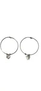 Minimalist Hoop & Butterfly Design Cuff Bracelets, Silver-Tone & Rose Gold-Tone, Set of 2