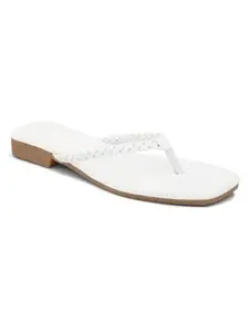 Creattoes Women Casual Flat Sandals White-W-2405