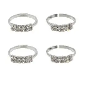 SMARNN Silver Plated Red Toe rings Bichiya for Women (Pack of 4)